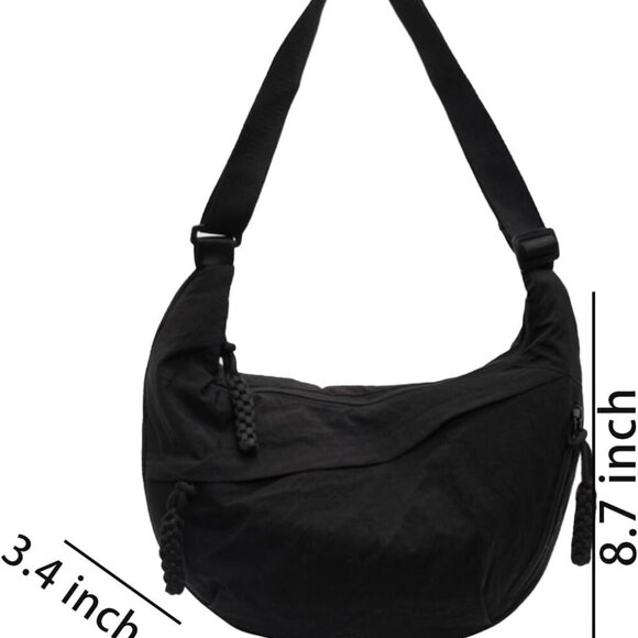 Crossbody Nylon Crescent Bag for Women - Lightweight Small Hobo With 2 Pack Inne - Picture 2 of 8